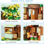 QMAN® K28007 Keeppley | készségfejlesztő építőjáték | 411 db építőkocka| Ash macska Milk tea shopja