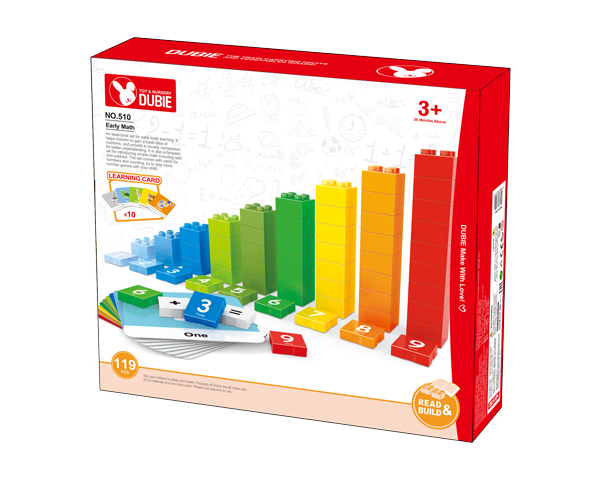 WANGE® - DUBIE 510 | készségfejlesztő  építőjáték készlet | Kezdő matek 119 építőkocka + 10 kártya