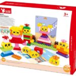 WANGE® - DUBIE 611 | készségfejlesztő  építőjáték készlet | Hangulat arcok 145 építőkocka + 8 kártya