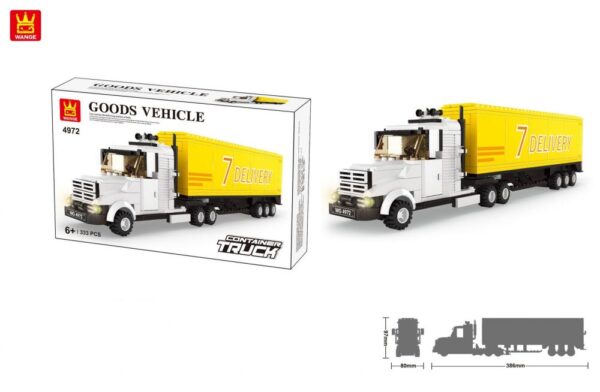 WANGE® 4972 | készségfejlesztő építőjáték | 333 db építőkocka | Csőrös kamion