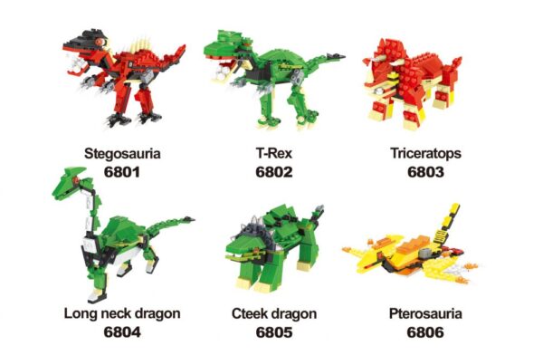 WANGE® 6801-6806 | készségfejlesztő építőjáték | 929 db építőkocka / szett| Dinoszaurusz tojás (2 db 6-os szett kínálóban)