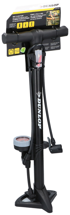 DUNLOP álló nyomásmérős kerékpár pumpa, max 11bar, Presta- Dunlop és Schrader