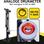 DUNLOP álló nyomásmérős kerékpár pumpa, max 11bar, Presta- Dunlop és Schrader