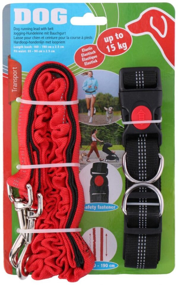 Rugalmas futó póráz övvel, 160-190 cm
