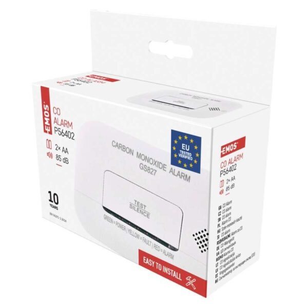 EMOS CO (Szén-monoxid) érzékelő GS827, optikai és akusztikus jelzéssel, katasztrófavédelem pozitív listás