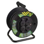 EMOS Kültéri kábeldob IP44, 25 m, 4 aljzat, fekete / gumi / 230 V / 1,5 mm2