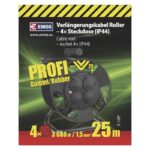 EMOS Kültéri kábeldob IP44, 25 m, 4 aljzat, fekete / gumi / 230 V / 1,5 mm2