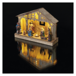 LED karácsonyi betlehem, fa, 19 cm, 3x AA, beltéri, meleg fehér, időzítő