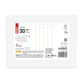 LED karácsonyi fényfüggöny – csillagok, 120x90 cm, beltéri, meleg fehér, időzítő