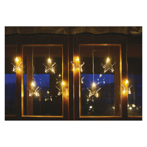 LED karácsonyi fényfüggöny – csillagok, 45x84 cm, kültéri és beltéri, meleg fehér