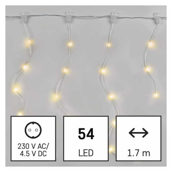 113946203_120690.png LED karácsonyi drop fényfüzér – jégcsapok, 1,7 m, kültéri és beltéri, meleg fehér, progr.