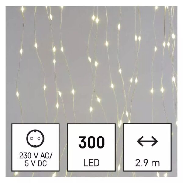 113946225_120639.jpg LED karácsonyi drop fényfüzér – fényfüggöny, 2,9x1,5 m, kültéri és beltéri, meleg fehér