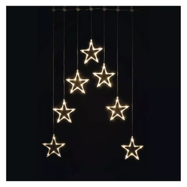 113946255_118676.png LED karácsonyi fényfüggöny – 7 csillag, 67x125cm, kültéri és beltéri, meleg fehér