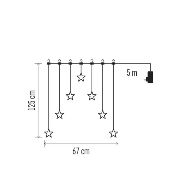 113946257_118678.png LED karácsonyi fényfüggöny – 7 csillag, 67x125cm, kültéri és beltéri, meleg fehér