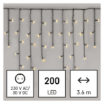 113946277_1550040013_E00-D4CW01.png LED karácsonyi jégcsapok, 3,6 m, kültéri és beltéri, meleg fehér, programokkal