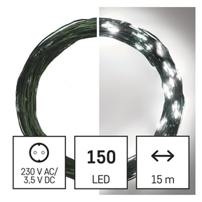 113946337_1550032004_E00-D3AC05.png LED karácsonyi nano fényfüzér, zöld, 15 m, kültéri és beltéri, hideg fehér, időzítő