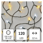 113946604_1550043011_E00-D4AN02.png LED karácsonyi fényfüzér, villogó, 12 m, kültéri és beltéri, meleg/hideg fehér, időzítő