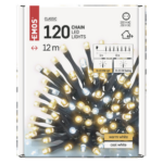 113946608_1550043011_E11-D4AN02.png LED karácsonyi fényfüzér, villogó, 12 m, kültéri és beltéri, meleg/hideg fehér, időzítő