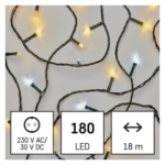 113946610_1550043012_E00-D4AN03.png LED karácsonyi fényfüzér, villogó, 18 m, kültéri és beltéri, meleg/hideg fehér, időzítő