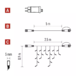 EMOS CNT Kezdő készlet – jégcsapok 2,5m 100LED IP44 12W, meleg fehér, időz.
