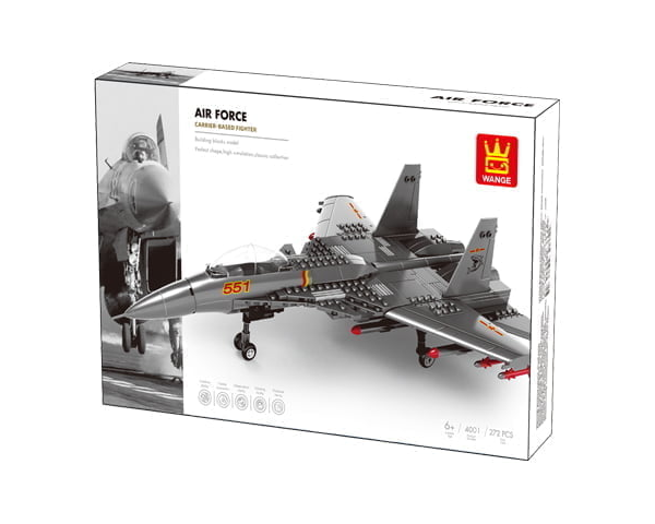 WANGE® 4001 | készségfejlesztő katonai építőjáték | 272 db építőkocka | Hordozó alapú vadászgép