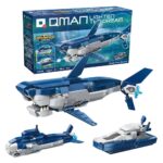 QMAN® 42113 | készségfejlesztő építőjáték | 237 db építőkocka | 3 az 1-ben Cápa, tengeralattjáró vagy járőrhajó