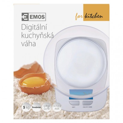 EMOS Digitális tálas konyhai mérleg, fehér