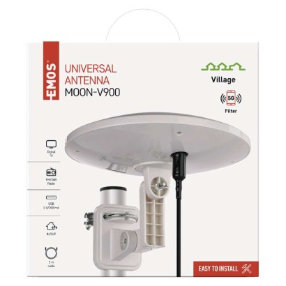 EMOS Univerzális antenna VILLAGE MOON–V900, DVB-T2, FM, DAB, LTE/4G/5G szűrő
