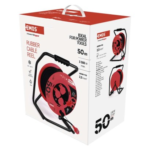 EMOS Kültéri kábeldob 50 m / 4 aljzat / fekete / gumi / 230 V / 2,5 mm2, IP44