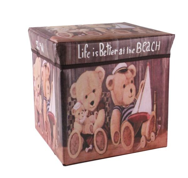 Műbőr hatású macis tárolódoboz