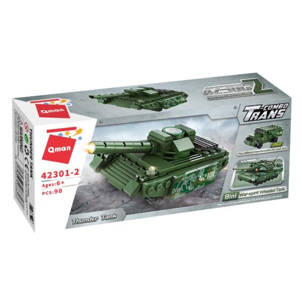 product_image_1654608931.jpg QMAN® 42301 | készségfejlesztő építőjáték | 642 db építőkocka | 8-az-1-ben Háborús tank kerekeken