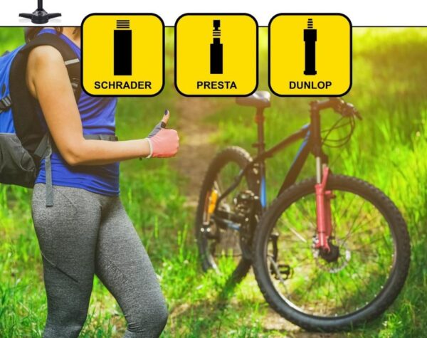 DUNLOP álló nyomásmérős kerékpár pumpa, max 12 bar, Presta- DUNLOP és Schrader