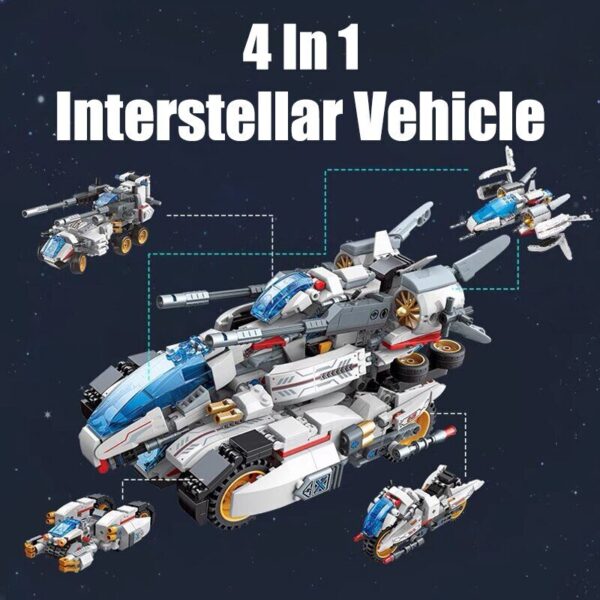 QMAN® 41310 | készségfejlesztő építőjáték | 821 db építőkocka | 4-az-1-ben Csillagközi vadász